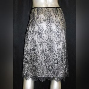 Ann Taylor Petite Silver with Black Lace Skirt
